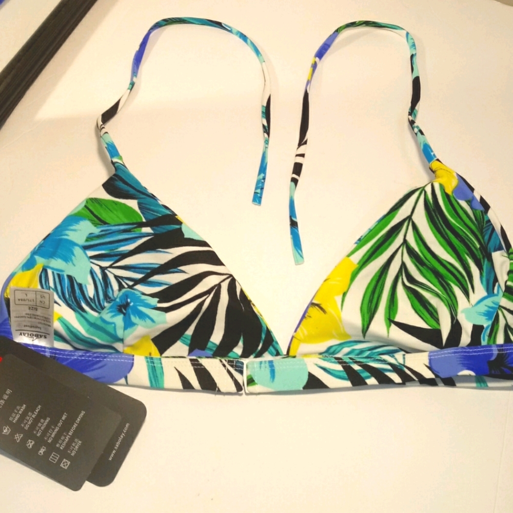 TROPICAL FLORAL PRINT TWO PIECE SWIMSUIT SIZE LARGE - Picture 3 of 6